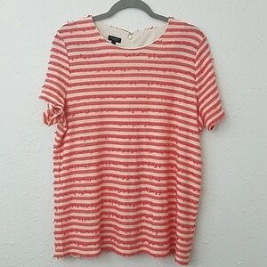 𝅺talbots 1XP striped blouse sequin ruffled stripes